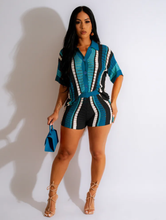 Load image into Gallery viewer, Contrast Color Hollow Out Knit Two Piece Shorts Set