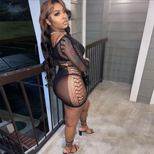 Load image into Gallery viewer, Long Sleeve Mesh Sexy Nightclub Dress