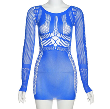 Load image into Gallery viewer, Long Sleeve Mesh Sexy Nightclub Dress