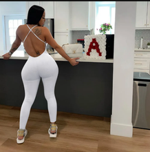 Load image into Gallery viewer, Sexy Solid V Neck Backless Cross Strap Tight Jumpsuit