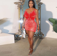 Load image into Gallery viewer, Sexy Feather Hot Diamond Beaded Dress