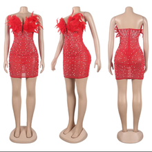 Load image into Gallery viewer, Sexy Feather Hot Diamond Beaded Dress