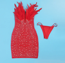 Load image into Gallery viewer, Sexy Feather Hot Diamond Beaded Dress