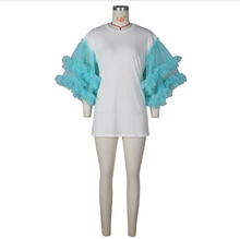 Load image into Gallery viewer, Mesh Patchwork Sleeve Loose Solid T Shirt