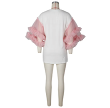 Load image into Gallery viewer, Mesh Patchwork Sleeve Loose Solid T Shirt