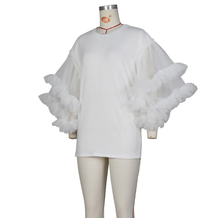 Load image into Gallery viewer, Mesh Patchwork Sleeve Loose Solid T Shirt