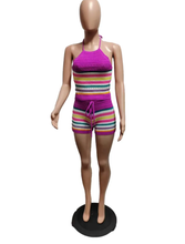 Load image into Gallery viewer, Print Backless Halter Tight Knit Two Piece Set