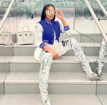 Load image into Gallery viewer, Fashion Letter Embroidery Splicing Slim Baseball Jacket