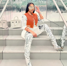 Load image into Gallery viewer, Fashion Letter Embroidery Splicing Slim Baseball Jacket