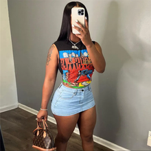 Load image into Gallery viewer, Cartoon Print Short Slim Sleeveless Tops