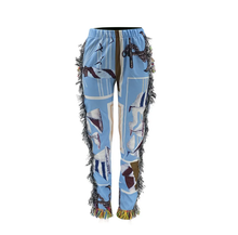Load image into Gallery viewer, Colorful Pattern Tassel Padded Plush Pants