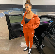 Load image into Gallery viewer, Plus Size Sports Fashion Casual Hood Coat Pants 2 Piece Set