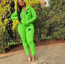 Load image into Gallery viewer, Plus Size Sports Fashion Casual Hood Coat Pants 2 Piece Set