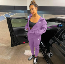 Load image into Gallery viewer, Plus Size Sports Fashion Casual Hood Coat Pants 2 Piece Set