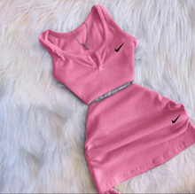 Load image into Gallery viewer, Sexy Solid Sleeveless Top Drawstring Skirt Suit