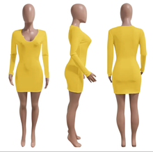Load image into Gallery viewer, Solid Color Long Sleeve Slim Mini Dress