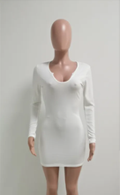 Load image into Gallery viewer, Solid Color Long Sleeve Slim Mini Dress