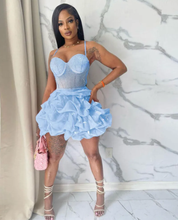 Load image into Gallery viewer, Plus Size Hot Diamond Sling Mesh Splicing Cake Dress