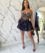 Load image into Gallery viewer, Plus Size Hot Diamond Sling Mesh Splicing Cake Dress