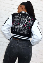 Load image into Gallery viewer, Plus Size Color Blocking Long Sleeve Baseball Jacket