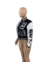 Load image into Gallery viewer, Plus Size Color Blocking Long Sleeve Baseball Jacket