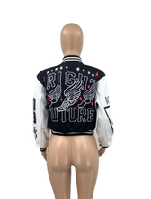Load image into Gallery viewer, Plus Size Color Blocking Long Sleeve Baseball Jacket