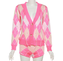 Load image into Gallery viewer, Contrast Color Tassel Coat And Shorts Two Piece Set