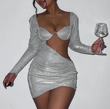 Load image into Gallery viewer, Long Sleeve Hollow Out Party Dress