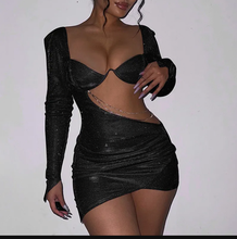 Load image into Gallery viewer, Long Sleeve Hollow Out Party Dress