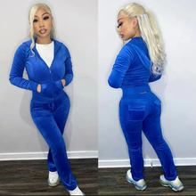 Load image into Gallery viewer, Velvet Hooded Two Piece Pants Sets