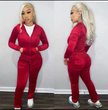 Load image into Gallery viewer, Velvet Hooded Two Piece Pants Sets