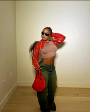 Load image into Gallery viewer, Leather Patchwork Long Sleeve Short Jacket