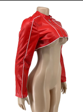 Load image into Gallery viewer, Leather Patchwork Long Sleeve Short Jacket