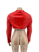 Load image into Gallery viewer, Leather Patchwork Long Sleeve Short Jacket