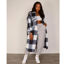 Load image into Gallery viewer, Plaid Full Sleeve Buttons Long Coat