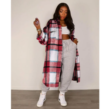 Load image into Gallery viewer, Plaid Full Sleeve Buttons Long Coat