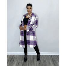 Load image into Gallery viewer, Plaid Full Sleeve Buttons Long Coat