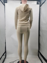Load image into Gallery viewer, Fleece Solid Color Hooded Pocket Sweatshirt And Pants 2 Piece Set
