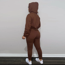 Load image into Gallery viewer, Plush Long Sleeve Zipper Hooded Sweashirts And Sports Pant Two Piece Set