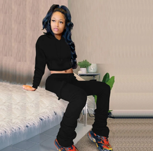 Load image into Gallery viewer, Solid Fleece Hoodie Top Pile Pants Casual Two Piece Sets