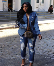 Load image into Gallery viewer, Fashion Double Breasted Denim Jacket Coats
