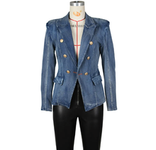 Load image into Gallery viewer, Fashion Double Breasted Denim Jacket Coats