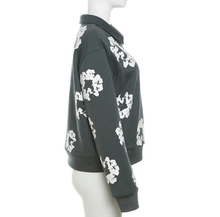 Load image into Gallery viewer, Print Contrast Color Lapel Loose Sweatshirt