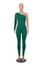 Load image into Gallery viewer, Solid Color Single Shoulder Slim Jumpsuit