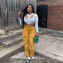Load image into Gallery viewer, Solid Color Multi-Pocket Straight Jeans