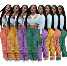 Load image into Gallery viewer, Solid Color Multi-Pocket Straight Jeans