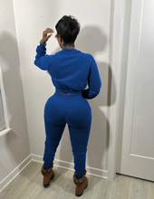 Load image into Gallery viewer, Solid Fleece Zipper Long Sleeve 2 Piece Sets