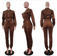 Load image into Gallery viewer, Solid Fleece Zipper Long Sleeve 2 Piece Sets