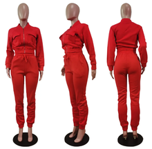 Load image into Gallery viewer, Solid Fleece Zipper Long Sleeve 2 Piece Sets