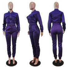 Load image into Gallery viewer, Solid Fleece Zipper Long Sleeve 2 Piece Sets